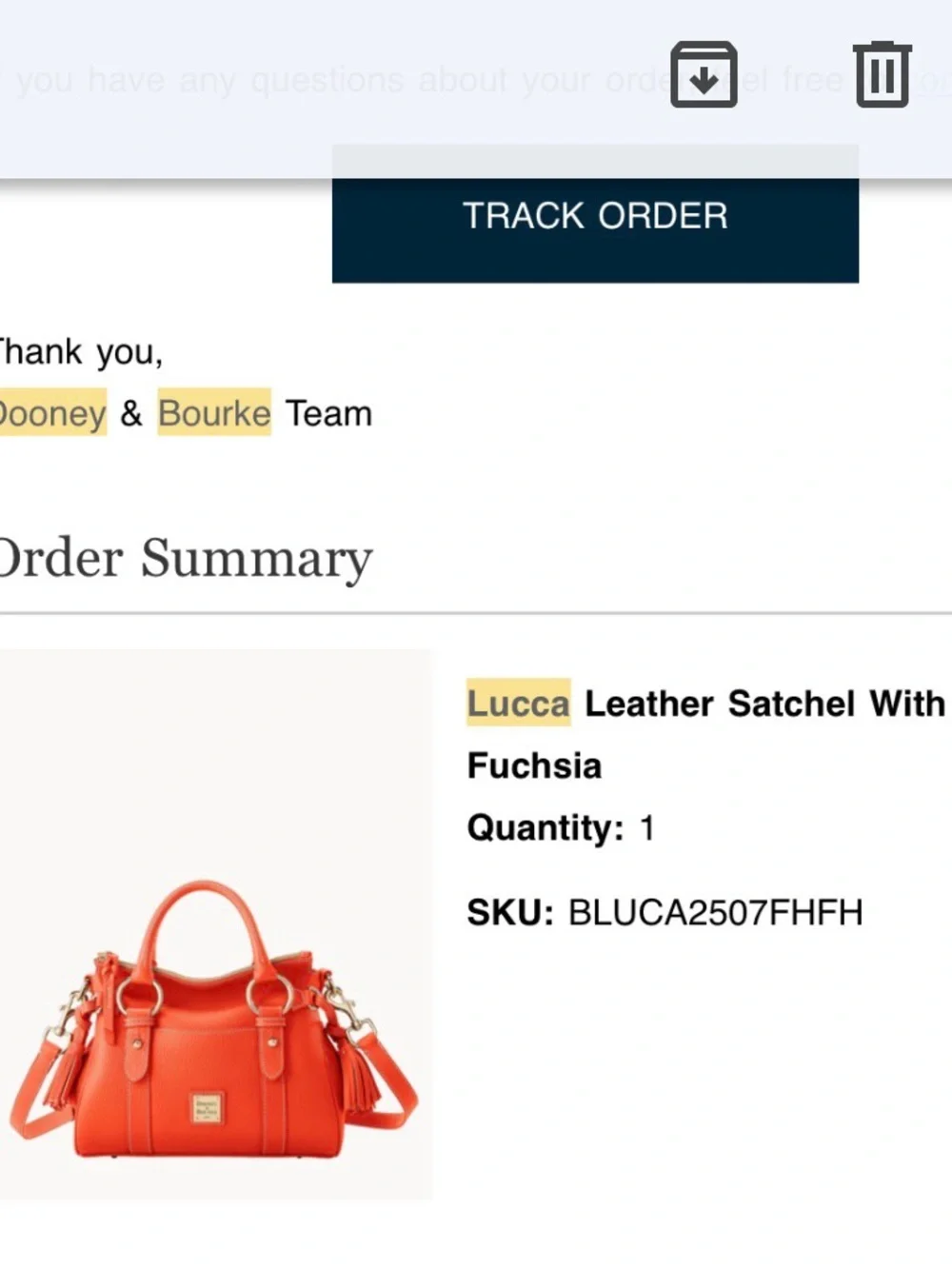 Dooney & Bourke Fuchsia Pebble Leather Satchel with Gold Hardware - Picture 8 of 8